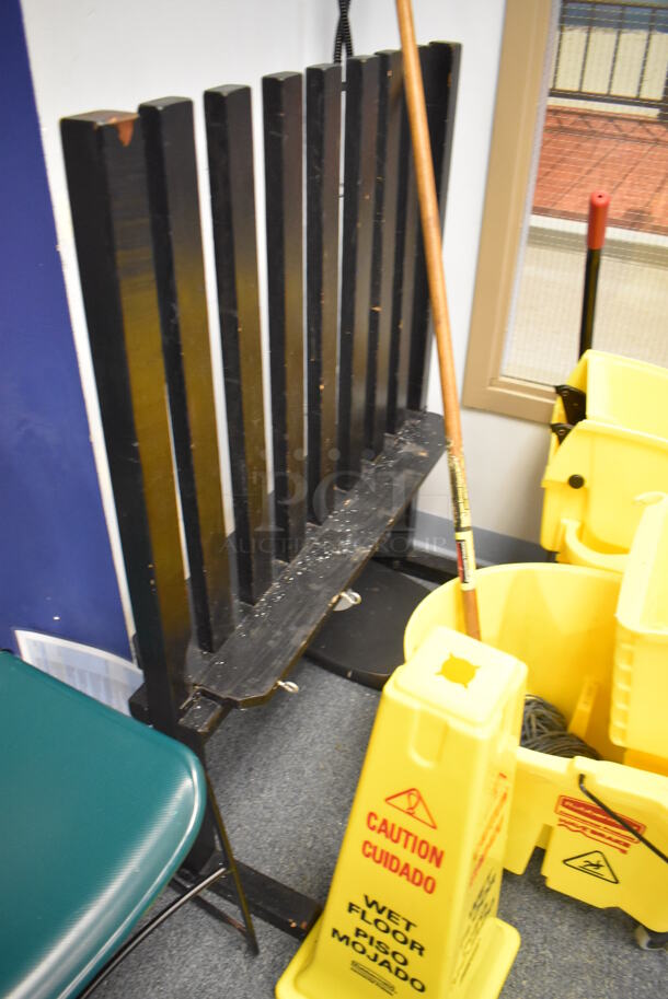 ALL ONE MONEY! Lot of Various Items Including Green Chair, Metal Rack, Wet Floor Caution Cone and 2 Mop Buckets. (Classroom 10) - Image 3 of 5