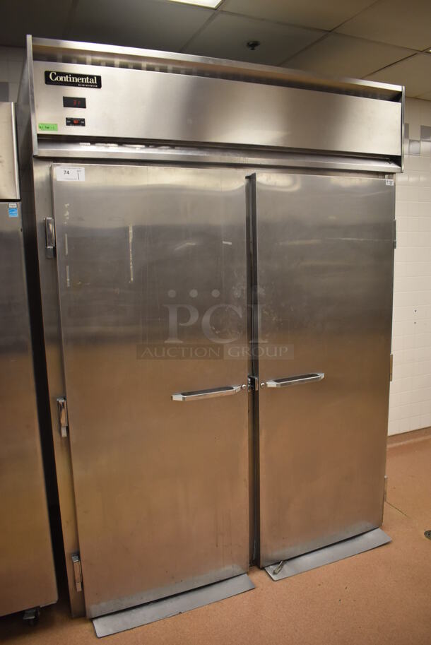 Continental Stainless Steel Commercial 2 Door Roll In Rack Cooler w/ 2 Ramps. 69x39x93. Tested and Working! (Education Kitchen) - Image 3 of 7
