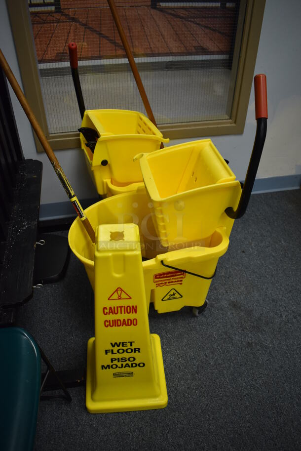 ALL ONE MONEY! Lot of Various Items Including Green Chair, Metal Rack, Wet Floor Caution Cone and 2 Mop Buckets. (Classroom 10) - Image 4 of 5