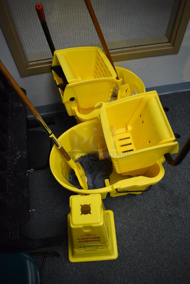 ALL ONE MONEY! Lot of Various Items Including Green Chair, Metal Rack, Wet Floor Caution Cone and 2 Mop Buckets. (Classroom 10) - Image 5 of 5