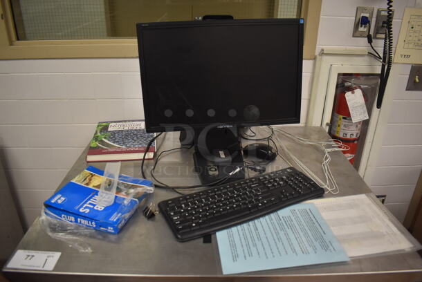 Stainless Steel Table w/ Metal Under Shelf. Comes w/ Hanns-G Computer Monitor, Computer Keyboard and Tan Computer Chair. 36x30x36. (Education Kitchen) - Image 3 of 7
