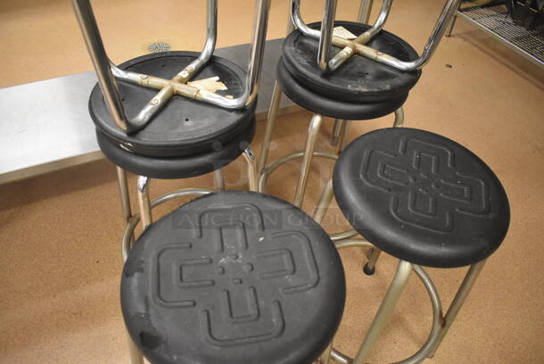 6 Metal Stools w/ Black Seats. 16x16x27. 6 Times Your Bid! - Image 4 of 4