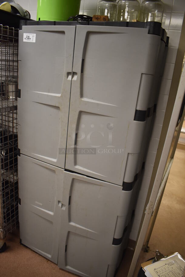 Gray Poly 2 Door Cabinet. Does Not Include Contents. 35x18x72. (Dishroom) - Image 2 of 4