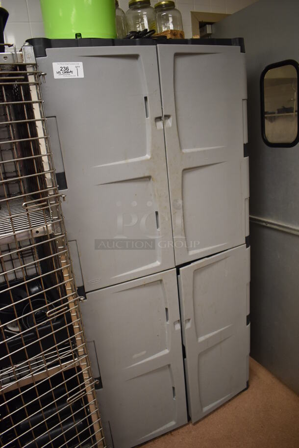 Gray Poly 2 Door Cabinet. Does Not Include Contents. 35x18x72. (Dishroom) - Image 3 of 4