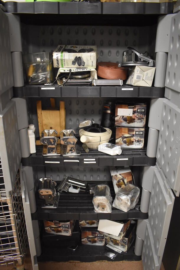 Gray Poly 2 Door Cabinet. Does Not Include Contents. 35x18x72. (Dishroom) - Image 4 of 4