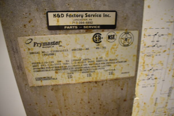 Frymaster FM245ESC Stainless Steel Commercial Floor Style Natural Gas Powered 2 Bay Deep Fat Fryer w/ Left Side Filter Magic II Filter Station and 3 Lids on Commercial Casters. 122,000 BTU. BUYER MUST REMOVE. 47x32x48. Tested and Working! (Education Kitchen) - Image 8 of 12
