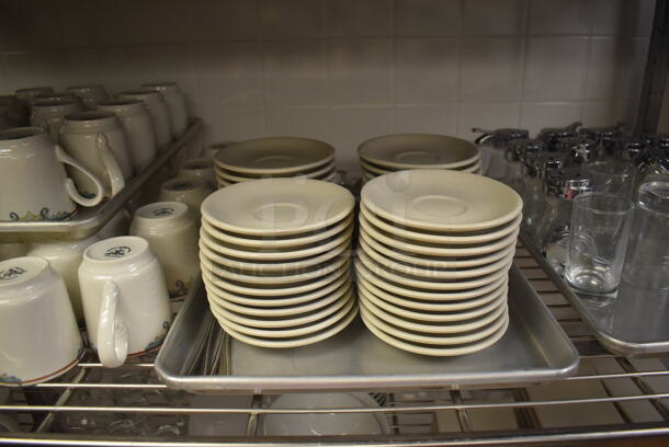 Metal 5 Tier Wire Shelving Unit on Commercial Casters w/ Contents Including Plates, Bowls and Mugs.  BUYER MUST DISMANTLE. PCI CANNOT DISMANTLE FOR SHIPPING. PLEASE CONSIDER FREIGHT CHARGES. 48x24x78. (Dishroom) - Image 7 of 9