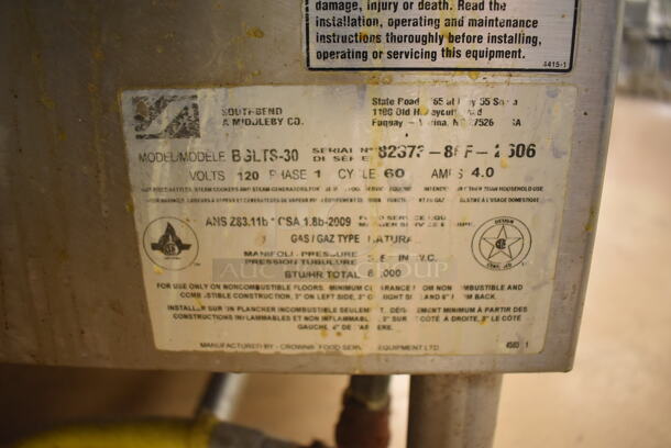 Southbend BGLTS-30 Stainless Steel Commercial Natural Gas Powered Floor Style 30 Gallon Capacity Tilting Skillet Braising Pan. 80,000 BTU. BUYER MUST REMOVE. 36x38x45. Tested and Working! (Education Kitchen) - Image 3 of 6