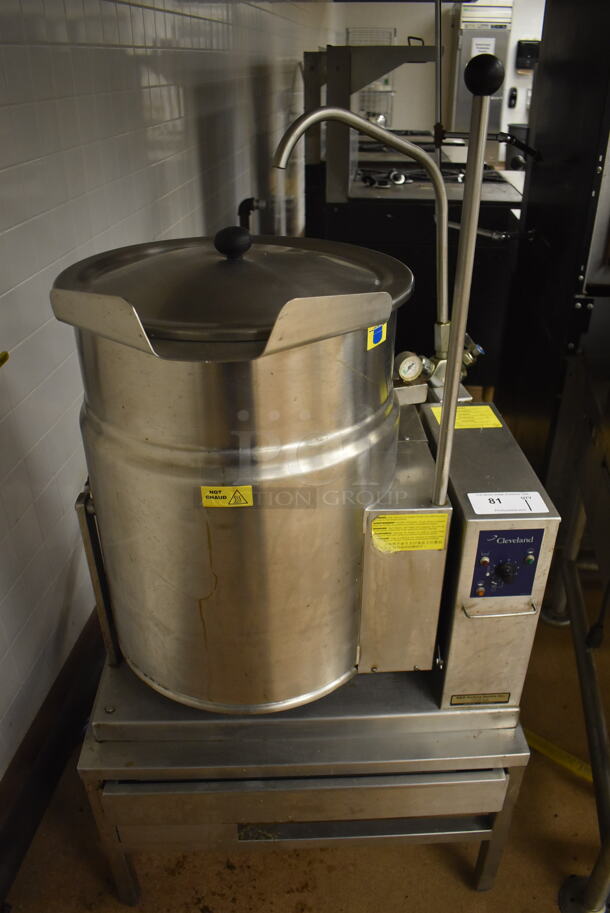 Cleveland Stainless Steel Commercial Floor Style Tilting Steam Kettle. 28x22x55. Tested and Working! (Education Kitchen)