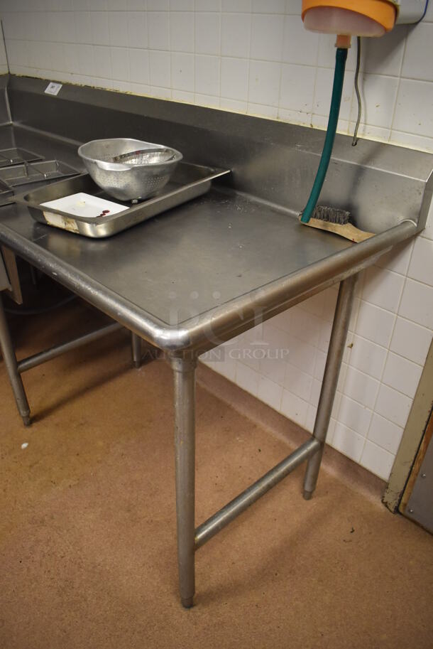 Stainless Steel Commercial Right Side Dirty Side Dishwasher Table w/ Sink Bay, Handles, Spray Nozzle Attachment, Garbage Disposal and Control Box. Goes GREAT w/ Lots 242 and 243! BUYER MUST REMOVE. 60x84x43. Bay 20x20x8. (Dishroom) - Image 2 of 10