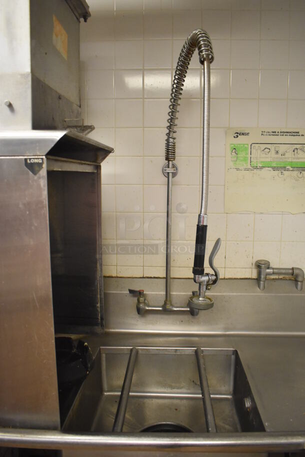 Stainless Steel Commercial Right Side Dirty Side Dishwasher Table w/ Sink Bay, Handles, Spray Nozzle Attachment, Garbage Disposal and Control Box. Goes GREAT w/ Lots 242 and 243! BUYER MUST REMOVE. 60x84x43. Bay 20x20x8. (Dishroom) - Image 4 of 10
