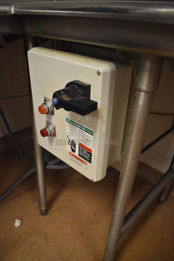 Stainless Steel Commercial Right Side Dirty Side Dishwasher Table w/ Sink Bay, Handles, Spray Nozzle Attachment, Garbage Disposal and Control Box. Goes GREAT w/ Lots 242 and 243! BUYER MUST REMOVE. 60x84x43. Bay 20x20x8. (Dishroom) - Image 8 of 10