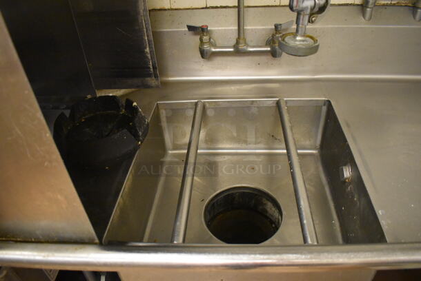 Stainless Steel Commercial Right Side Dirty Side Dishwasher Table w/ Sink Bay, Handles, Spray Nozzle Attachment, Garbage Disposal and Control Box. Goes GREAT w/ Lots 242 and 243! BUYER MUST REMOVE. 60x84x43. Bay 20x20x8. (Dishroom) - Image 9 of 10