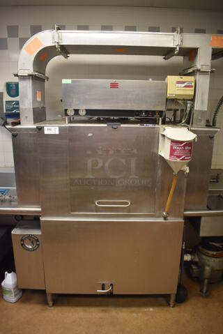 Jackson AJ-44CE Stainless Steel Commercial Conveyor Dishwasher. 208/230 Volts, 3 Phase. Goes GREAT w/ Lots 241 and 243! BUYER MUST REMOVE. 64x34x75. Tested and Working! (Dishroom)