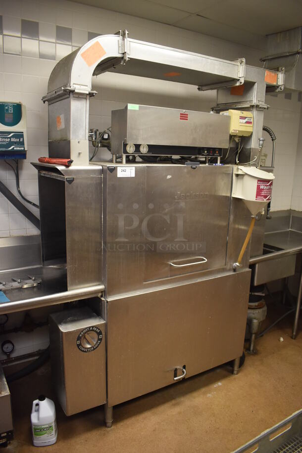 Jackson AJ-44CE Stainless Steel Commercial Conveyor Dishwasher. 208/230 Volts, 3 Phase. Goes GREAT w/ Lots 241 and 243! BUYER MUST REMOVE. 64x34x75. Tested and Working! (Dishroom) - Image 3 of 9