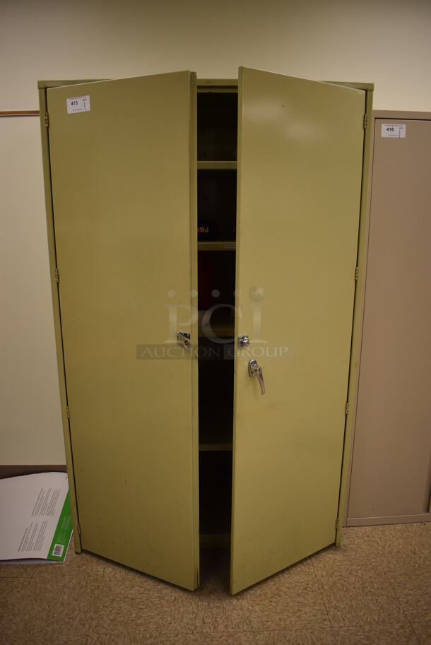 Tan Metal 2 Door Cabinet w/ Contents. 48x24x78. (EMT/Forensics Lab)