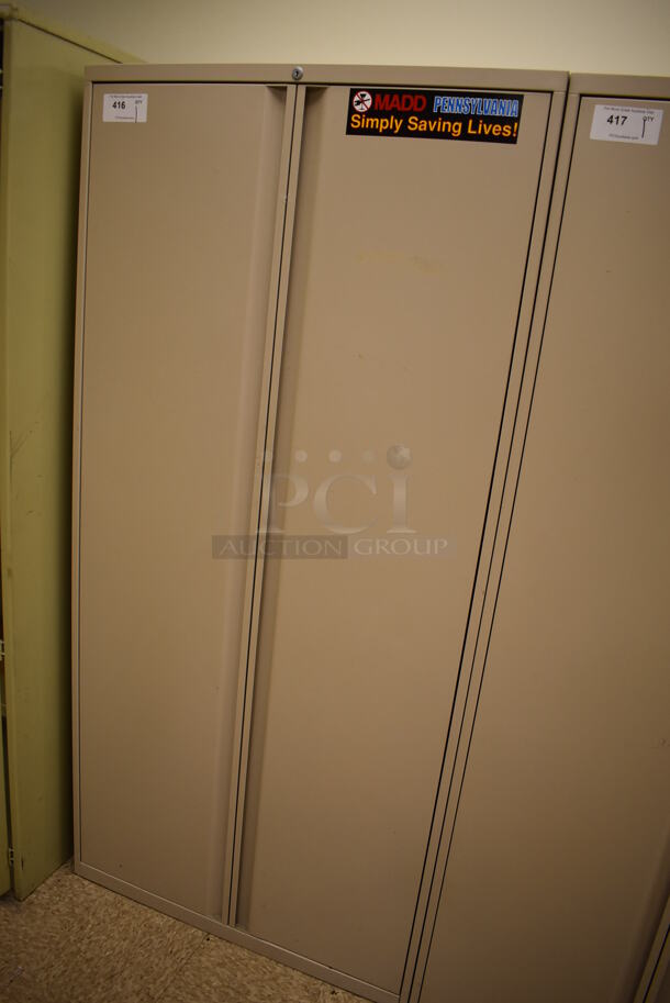 Tan Metal 2 Door Cabinet w/ Contents. 36x18x75. (EMT/Forensics Lab) - Image 2 of 4