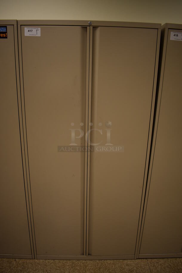 Tan Metal 2 Door Cabinet w/ Contents. 36x18x75. (EMT/Forensics Lab)