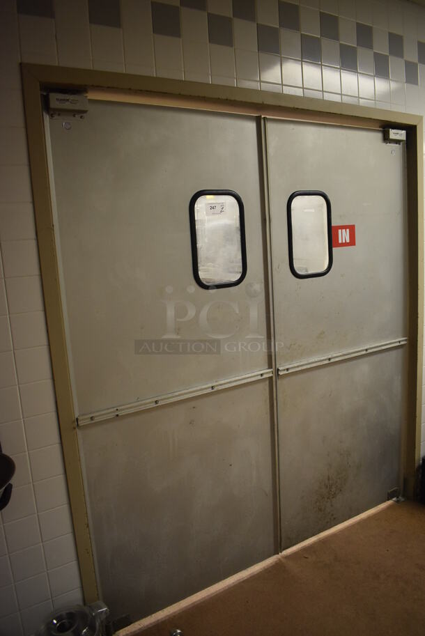 2 Eliason Metal Swinging Kitchen Doors. BUYER MUST REMOVE. 35x1.5x78.5. 2 Times Your Bid! (Dishroom) - Image 3 of 5