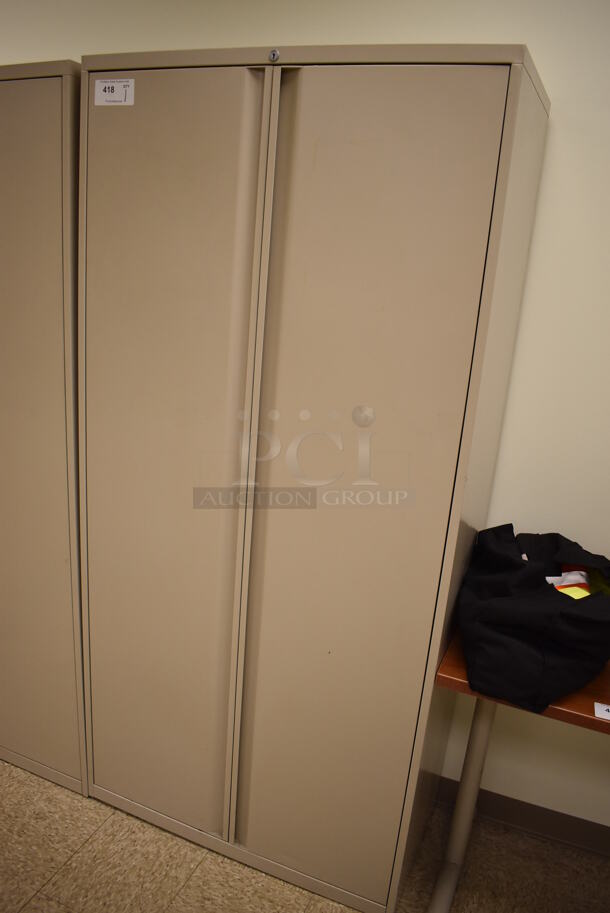 Tan Metal 2 Door Cabinet w/ Contents. 36x18x75. (EMT/Forensics Lab) - Image 2 of 6