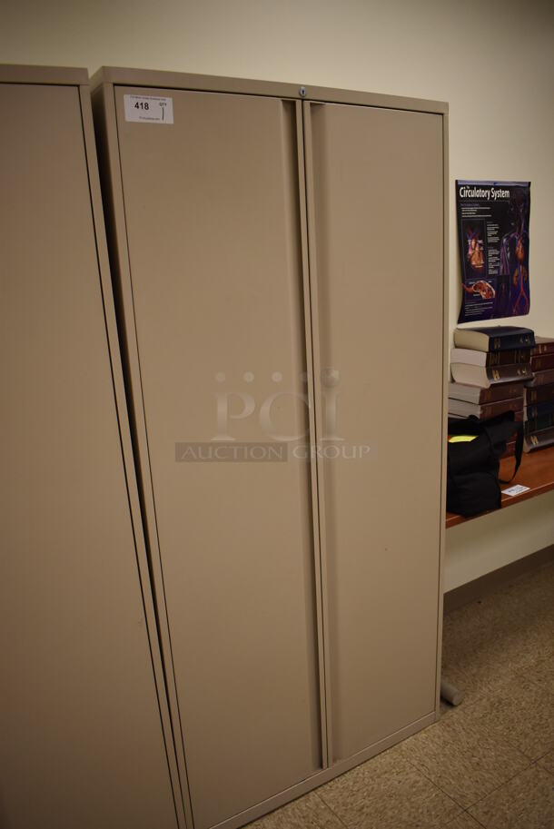 Tan Metal 2 Door Cabinet w/ Contents. 36x18x75. (EMT/Forensics Lab) - Image 3 of 6