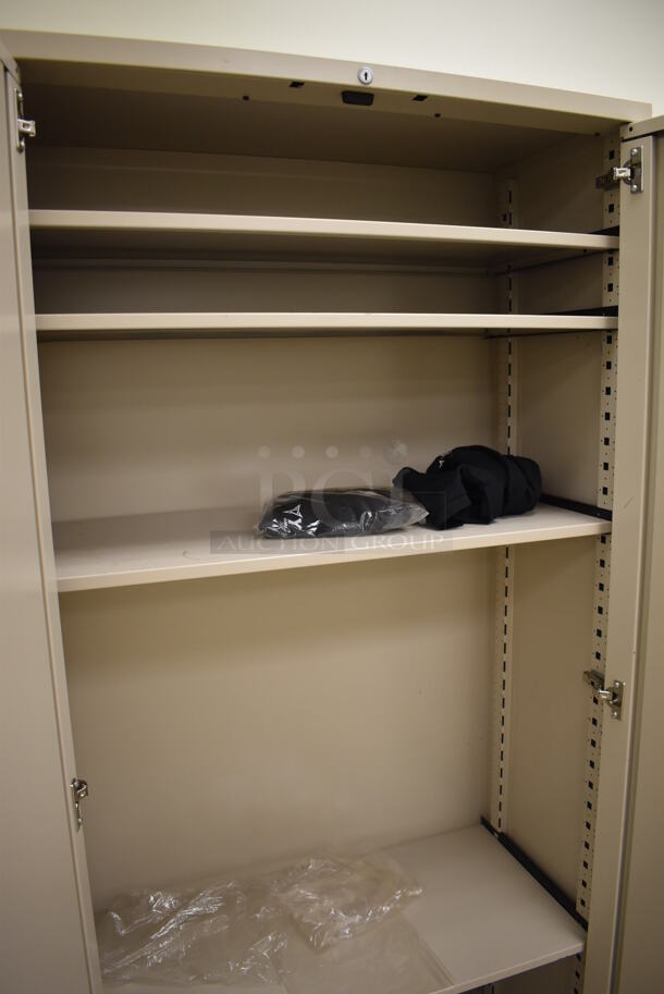 Tan Metal 2 Door Cabinet w/ Contents. 36x18x75. (EMT/Forensics Lab) - Image 4 of 6