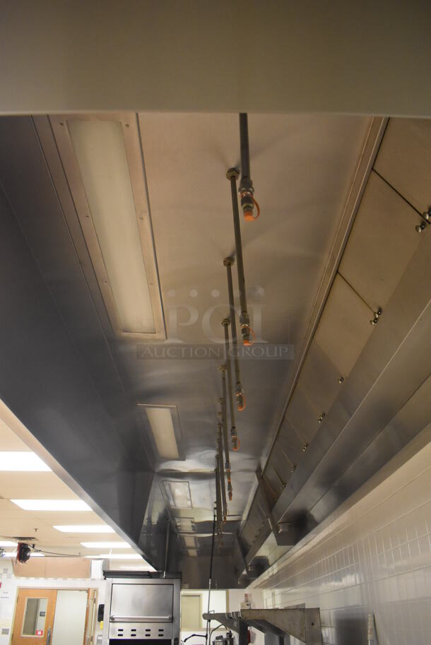 LATE MODEL! 37' Vent Master CM-EX B Stainless Steel Commercial Grease Hood w/ Filters and 3 Ansul Fire Suppression Boxes. BUYER MUST REMOVE. 444x60x26. (Education Kitchen) - Image 9 of 12