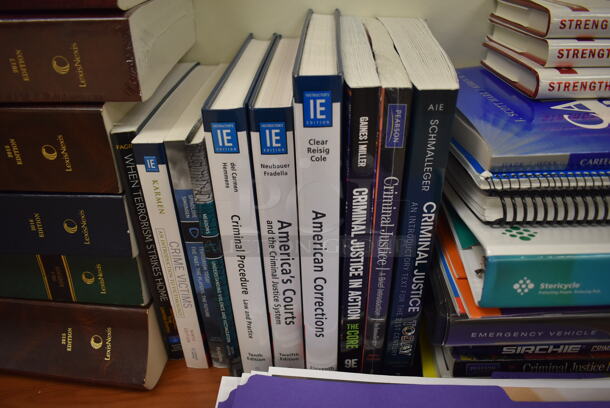 2 Wood Pattern Tables w/ Contents Including Pennsylvania Crimes Code and vehicle Law Books. BUYER MUST REMOVE. 60x18x28.5. 2 Times Your Bid! (EMT/Forensics Lab) - Image 4 of 11