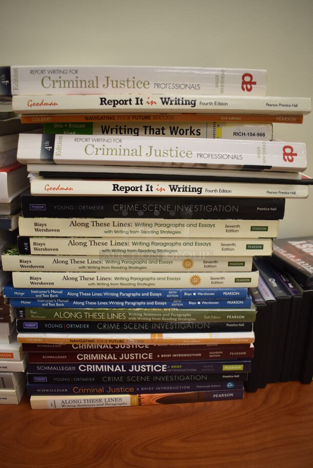 2 Wood Pattern Tables w/ Contents Including Pennsylvania Crimes Code and vehicle Law Books. BUYER MUST REMOVE. 60x18x28.5. 2 Times Your Bid! (EMT/Forensics Lab) - Image 7 of 11