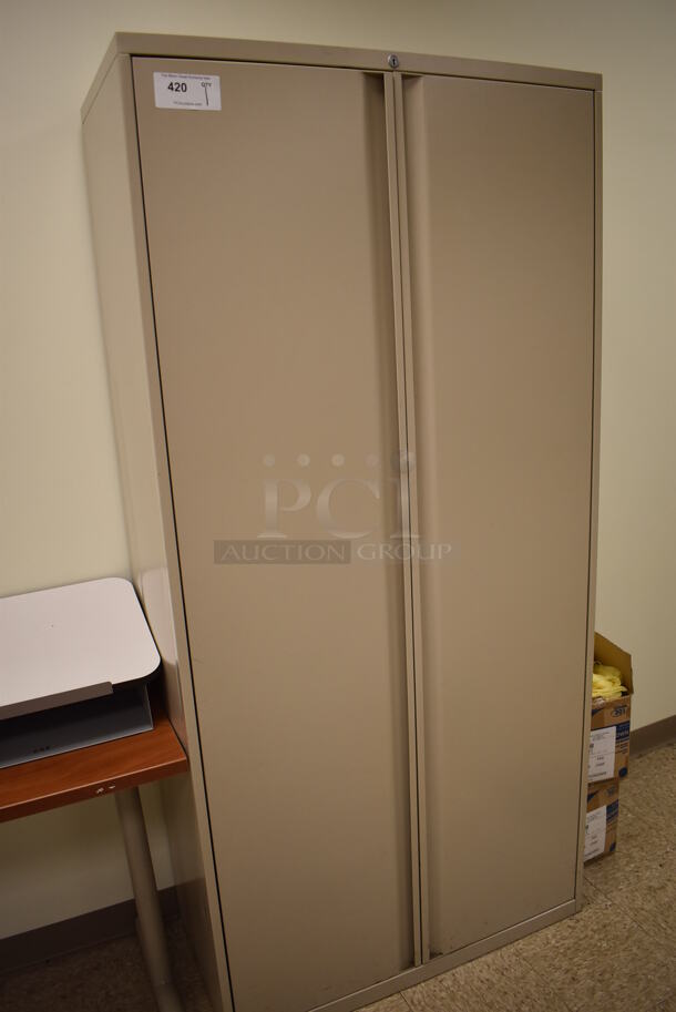 Tan Metal 2 Door Cabinet w/ Contents. 36x18x75. (EMT/Forensics Lab) - Image 2 of 5