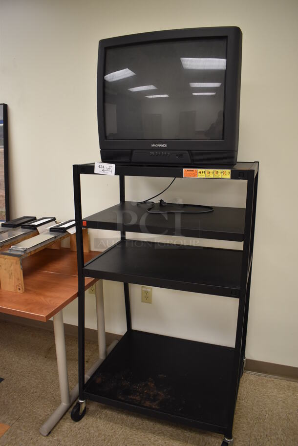ALL ONE MONEY! Lot of Magnavox Television on AV Cart, 2 Tables, and Chair. Contents Not Included. BUYER MUST REMOVE. (EMT/Forensics Lab) - Image 2 of 7
