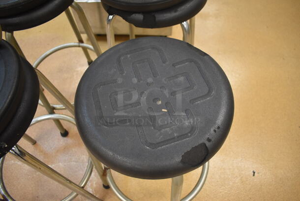 7 Metal Stools w/ Black Seat. 16x16x26. 7 Times Your Bid! (Education Kitchen) - Image 2 of 3
