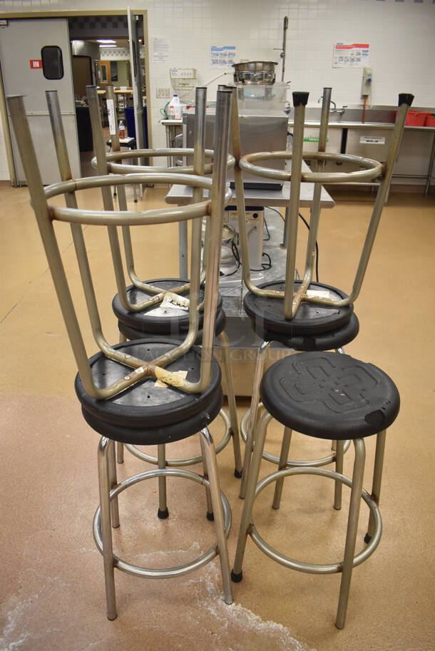 7 Metal Stools w/ Black Seat. 16x16x26. 7 Times Your Bid! (Education Kitchen) - Image 3 of 3