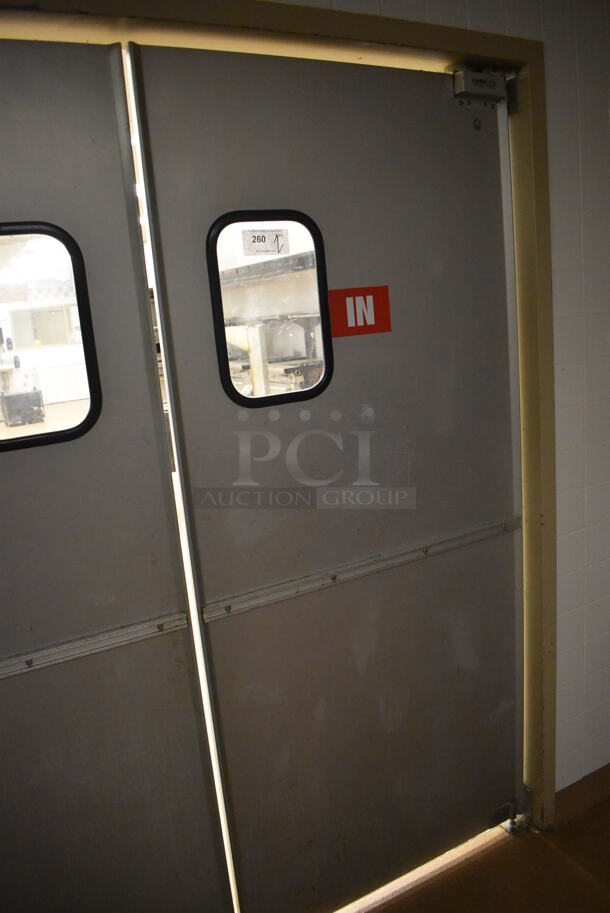 2 Eliason Metal Swinging Kitchen Doors. BUYER MUST REMOVE. 35x1.5x78.5. 2 Times Your Bid! (Dishroom) - Image 4 of 4