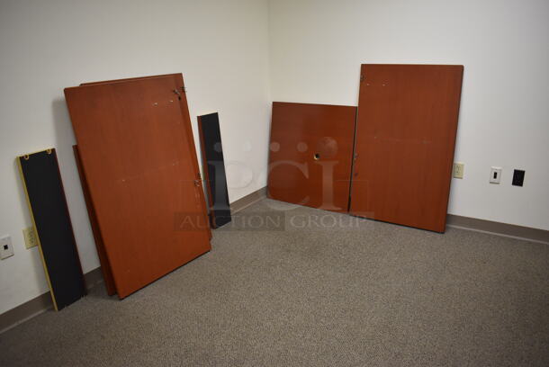 ALL ONE MONEY! Room Lot of Wood Pattern Desk Pieces, Table, Desk and Bulletin Board. BUYER MUST REMOVE. (Copy Room) - Image 3 of 9