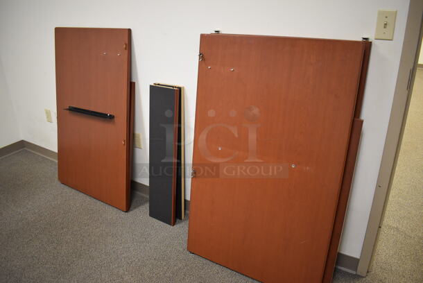 ALL ONE MONEY! Room Lot of Wood Pattern Desk Pieces, Table, Desk and Bulletin Board. BUYER MUST REMOVE. (Copy Room) - Image 4 of 9