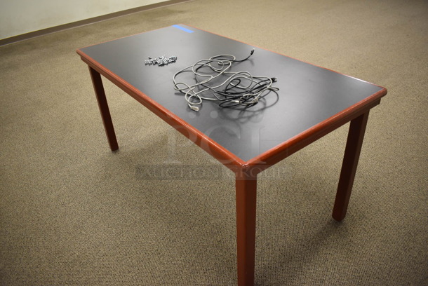 ALL ONE MONEY! Room Lot of Wood Pattern Desk Pieces, Table, Desk and Bulletin Board. BUYER MUST REMOVE. (Copy Room) - Image 5 of 9