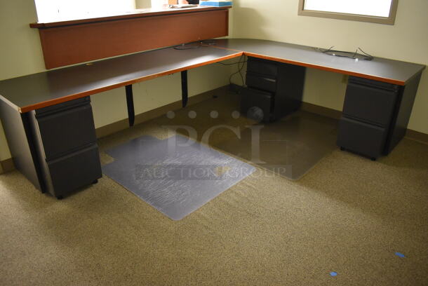 ALL ONE MONEY! Room Lot of Wood Pattern Desk Pieces, Table, Desk and Bulletin Board. BUYER MUST REMOVE. (Copy Room) - Image 7 of 9