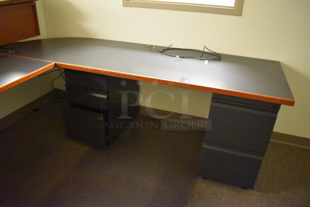 ALL ONE MONEY! Room Lot of Wood Pattern Desk Pieces, Table, Desk and Bulletin Board. BUYER MUST REMOVE. (Copy Room) - Image 9 of 9