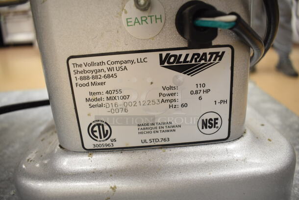Vollrath MIX1007 Metal Commercial Countertop 7 Quart Planetary Dough Mixer. 110 Volts, 1 Phase. 12x17x19. Tested and Working! (Education Kitchen) - Image 5 of 6