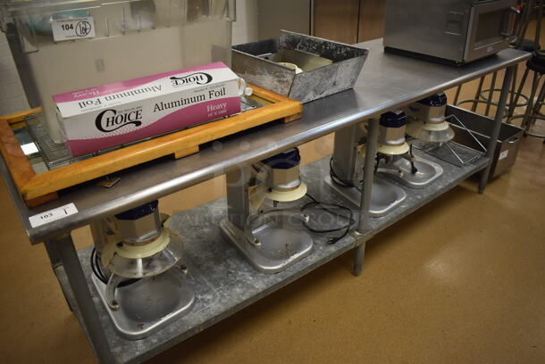 Stainless Steel Table w/ Metal Under Shelf. Does Not Include Contents. 96x30x35.5. (Education Kitchen)