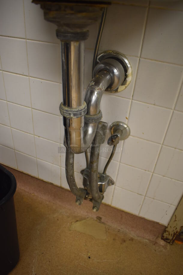 Advance Tabco Stainless Steel Commercial Single Bay Wall Mount Sink w/ Faucet and Foot Pedals. BUYER MUST REMOVE. 17.5x15.5x19. (Education Kitchen) - Image 4 of 6