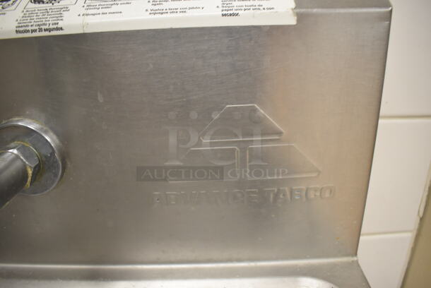 Advance Tabco Stainless Steel Commercial Single Bay Wall Mount Sink w/ Faucet and Foot Pedals. BUYER MUST REMOVE. 17.5x15.5x19. (Education Kitchen) - Image 6 of 6