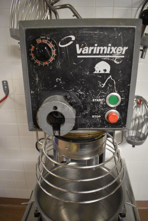 Varimixer W20 Metal Commercial Countertop 20 Quart Planetary Dough Mixer w/ Stainless Steel Mixing Bowl, Bowl Guard and Numerous Attachments on Stainless Steel Mixer Equipment Stand w/ Commercial Casters. 115 Volts, 1 Phase. 17x26x35, 24x30x24. (Dishroom) - Image 3 of 9