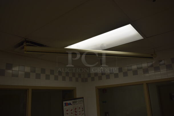 Epson Ceiling Mounted Projector and Pull Down Projection Screen. BUYER MUST REMOVE. 11x8x4, 94". (Education Kitchen) - Image 5 of 5
