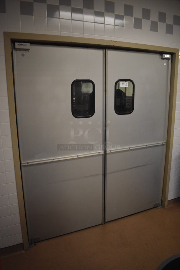 2 Eliason Metal Commercial Swinging Kitchen Doors. BUYER MUST REMOVE. 35x1.5x78. 2 Times Your Bid! (Dishroom) - Image 3 of 5
