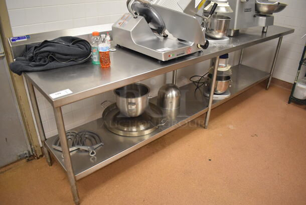 Stainless Steel Table w/ Back Splash and Stainless Steel Under Shelf. Does Not Include Contents. 120x30x42. (Restaurant Kitchen)