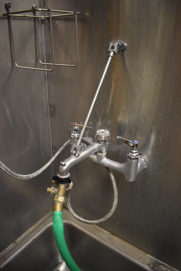 Stainless Steel Commercial Mop Sink w/ Drain Board and Various Mops. BUYER MUST REMOVE. 109x21x64. (Dishroom Closet) - Image 3 of 5