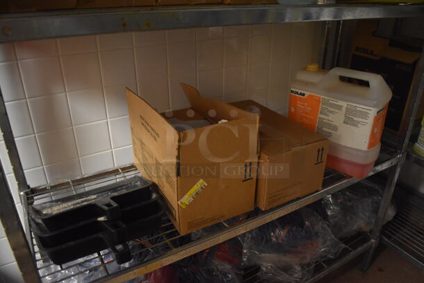 Metal 5 Tier Wire Shelving Unit w/ Various Cleaner. BUYER MUST DISMANTLE. PCI CANNOT DISMANTLE FOR SHIPPING. PLEASE CONSIDER FREIGHT CHARGES. 48x18x84. (Dishroom Closet) - Image 4 of 5