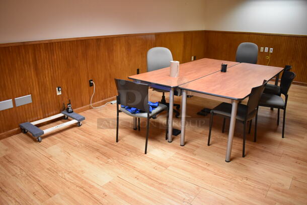 ALL ONE MONEY! Room Lot of Various Items Including 2 Tables, 6 Chairs, Projector and Pens. BUYER MUST REMOVE. (Faculty Offices) - Image 1 of 6
